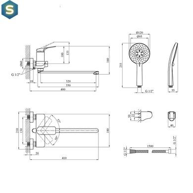Смеситель для ванны Kroner KRP Graz - GRP070, Графит