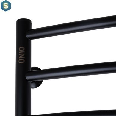 Рушникосушка електрична Unio LDE ER 1000-500-9 BLK Драбинка Дуга Еліт чорна, Черный матовый, Праве, Механічний