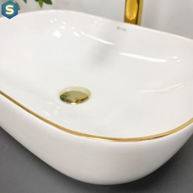 Умивальник (раковина) VBI RAVENNA WHITE GOLD EDGE накладний, Білий