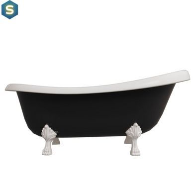 Ванна отдельностоящая матовая Amidicon Symphony 167x78 черная из литого камня белые ножки SYMFONIYA_167_BLACK_MAT, Черно-белый