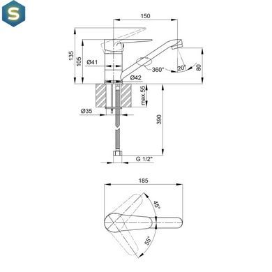 Змішувач для кухні Lidz (CRM)-14 34 002 01, Хром