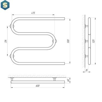 Полотенцесушитель Laris Змеевик 25 РС3 600x500 3/4" 71207175, Хром