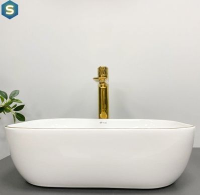 Умивальник (раковина) VBI RAVENNA WHITE GOLD EDGE накладний, Білий