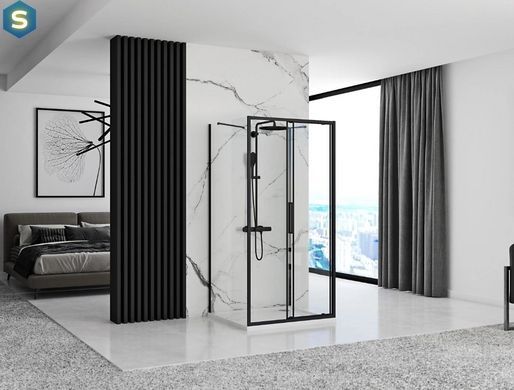 Душевая кабина Rea Rapid Slide 160x80 black пристенная REA-KPL-09892, Черный матовый, Универсальная, прозрачный, черный матовый
