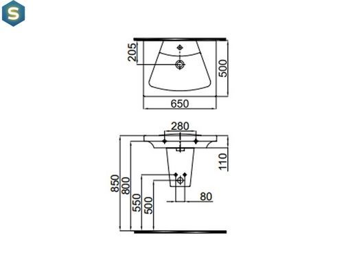Умывальник Idevit Vega 50x65 2801-0505-07, Черный/золото