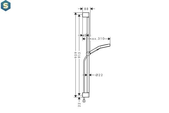 Душевой гарнитур Hansgrohe Rainfinity со штангой 90 см brushed black chrome 28743340, Шлифованный черный хром
