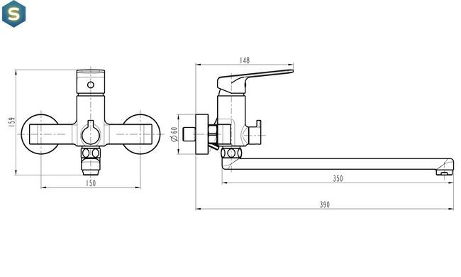 Смеситель для ванны Topaz Odiss TO 18208-H52, Хром