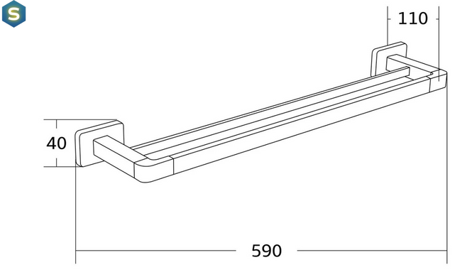 Вішалка для рушників Mexen Asis 2 Gold MEX-7017625-50, Золотий