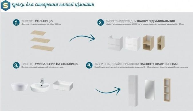 Шафка підвісна відкритий під стільницю Cersanit Moduo 40 см дуб