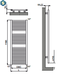 Полотенцесушитель электрический Cordivari Claudia electric 1195x500 білий, Білий, Праве, Електронний