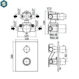 Термостат для душу на 2 споживача Paffoni Light chrome LIQ518CR, Хром
