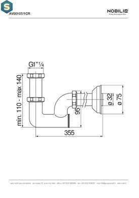 Сифон для умивальника Nobili Siphons без донного клапана хром AV00107/1CR, Хром