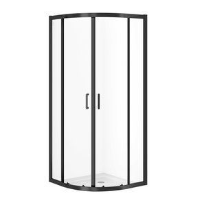 Душова кабіна Cersanit Zip напівкругла black прозоре скло 800x800x190 S163-007, прозорий, чорний