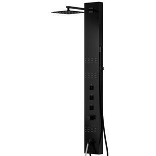 Душевая панель Corsan Neo black с изливом и термостатом S060TBLW, Черный матовый