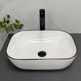 Умывальник VBI Ravenna white black edge накладний VBI-011224, Білий