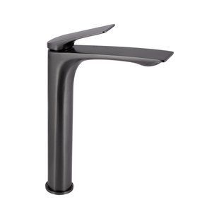 Смеситель для умывальника Qtap Vlasta New высокий QTVLA269GMB45653 Gunmetal Black PVD, Шлифованный черный хром