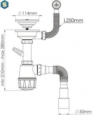 Сифон для кухонної мийки Adamant FSA-01 30002, Satin