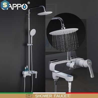 Душова система Gappo G2402-8, вилив - перемикач на лійку, білий/хром, Хром