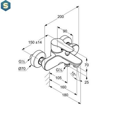 Смеситель для ванны Kludi Objekta DN 15 326530575