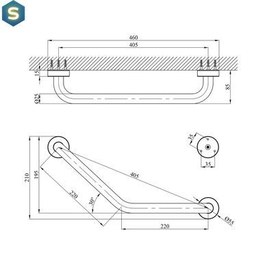 Поручни для ванны Kroner KRM Rizze - ACC3517 CV022918, Хром