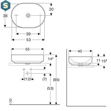 Умывальник Geberit Variform 55x40 500.774.01.2, Белый