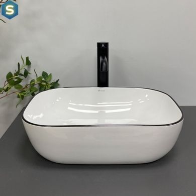 Умывальник VBI Ravenna white black edge накладний VBI-011224, Білий