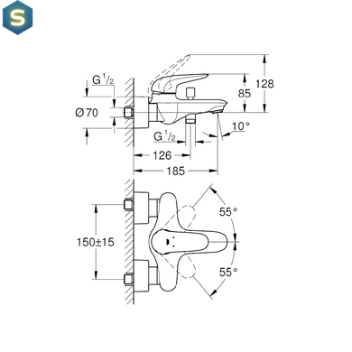 Змішувач для ванни Grohe Eurostyle 23726LS3