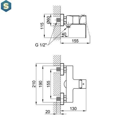Смеситель для душа Qtap Lipno 4023101CB, Черный матовый