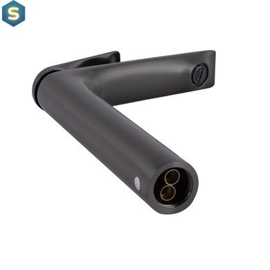 Смеситель для умывальника Qtap Vlasta New высокий QTVLA269GMB45653 Gunmetal Black PVD, Шлифованный черный хром