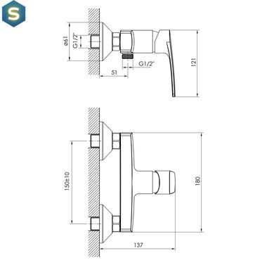 Набор Imprese Kampa смеситель для душа и душевая система без смесителя (015285+T-00260SQ) хром SET20230911, Хром