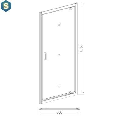 Душові двері Eger 80x195 см розстібні прозоре скло профіль хром 599-028-80, прозорий, хром