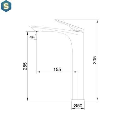 Смеситель для умывальника Qtap Vlasta New высокий QTVLA269GMB45653 Gunmetal Black PVD, Шлифованный черный хром