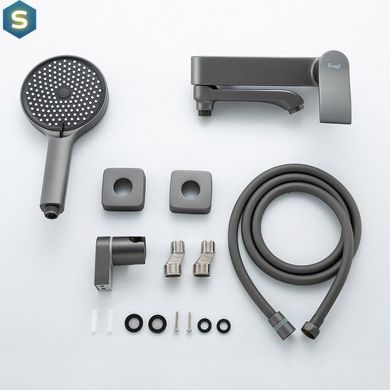 Смеситель для ванны поворотный излив, оружейная сталь Frap F3275-19, Графитовый хром