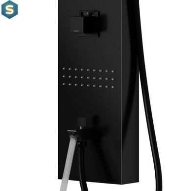 Душова панель Corsan Neo black з виливом та термостатом S060TBLW, Черный матовый