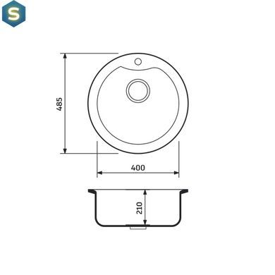 Кухонная мойка Adamant Wave &Oslash;485x210 mokko 223223, Цемент матовый