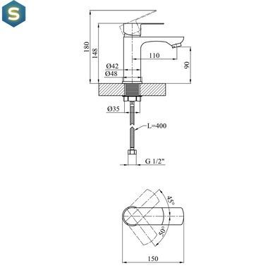 Смеситель для раковины Kroner KRM Main - C010 CV018617, Хром