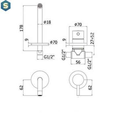Змішувач для умивальника Paffoni Light LIG 101 CR 70, Хром