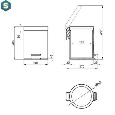 Ведро для мусора Qtap Liberty BLM 1149, Черный матовый