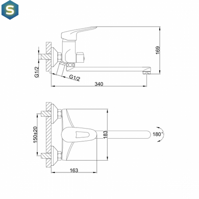 F22007 Змішувач для ванни довгий гусак &Oslash;40 Frap 1/10, Хром