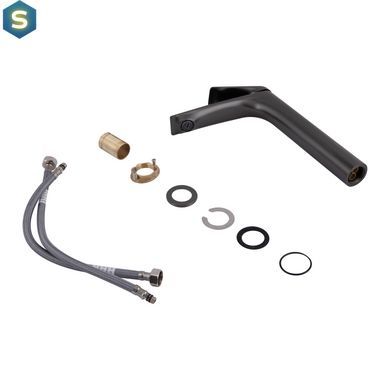 Смеситель для умывальника Qtap Vlasta New высокий QTVLA269GMB45653 Gunmetal Black PVD, Шлифованный черный хром