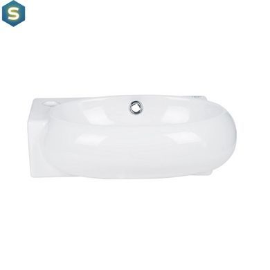 Умивальник Qtap Leo підвісний овальний лівий 430x290x140 мм White + донний клапан PU02O, Білий