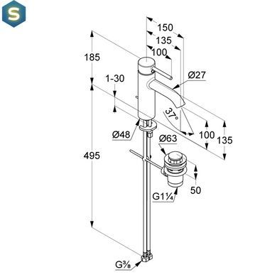 Змішувач для умивальника Kludi Bozz 100 DN 15 382800576