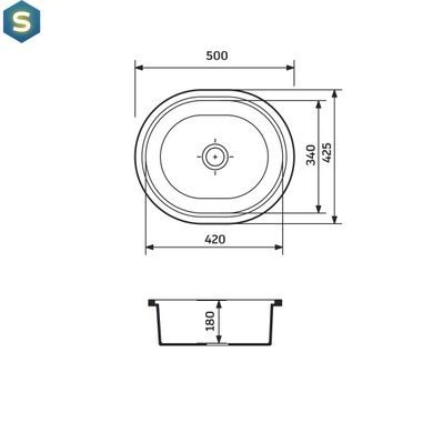 Кухонная мойка Adamant Circum 500x425x180 графит 634223, Графит
