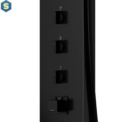 Душова панель Corsan Neo black з виливом та термостатом S060TBLW, Черный матовый
