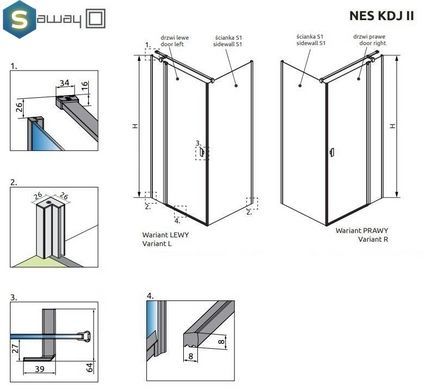 Душова кабіна Radaway Nes KDJ II 100x70x200 10032100-01-01L + 10039070-01-01