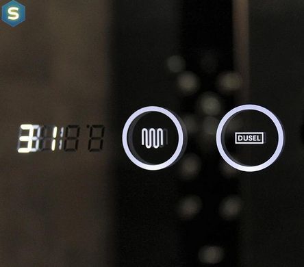 Дзеркало Dusel Led DE-M0065D Black 120x75 см сенсорне включення + підігрів+ годинник/темп, Черный/золото