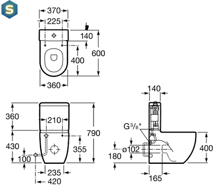Чаша підлогового унітазу Roca Meridian-N Compact A342248000, Білий