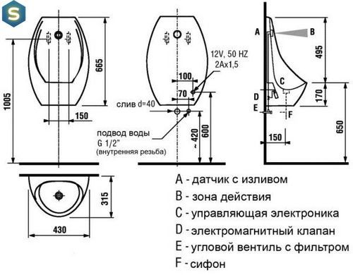 Уринал (писсуар) Jika Domino с ИК-датчиком H8411010004871, Белый