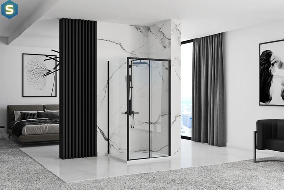 Душова кабіна Rea Rapid Slide 80x150 black REA-K6421 + REA-K6405, Черный матовый, Універсальна, прозорий, чорний матовий