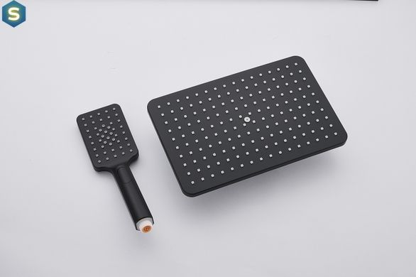 Душевая система наружного монтажа с термостатом черный Nett STB-32, Черный/золото